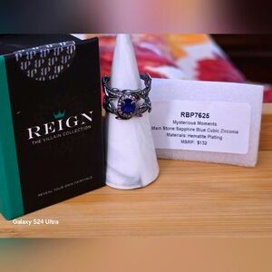 Bp Reign Villian Sapphire Blue Cubic Zirconia on Hematite Plating